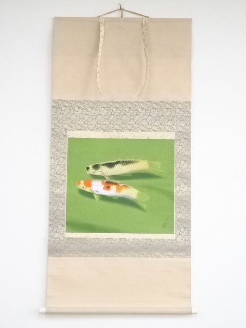 JAPANESE HANGING SCROLL / HAND PAINTED / CARP
